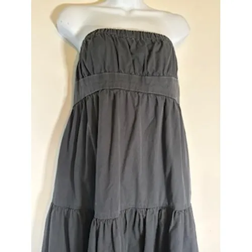 Urban Outfitters Strapless Maxi Dress Gray Tiered Smocked Cotton Fall Small - Image 2