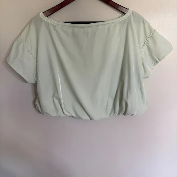 Free People We The Free Mineral Sea Crop Top‎ Mint Green Shimmer OB1901041 XS - Image 9