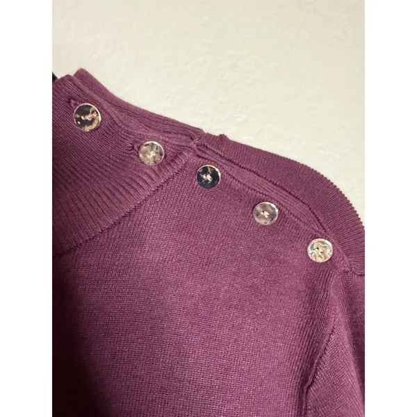 Chicos 4 US XXL Sweater Purple Plum Mock Neck Button Shoulder Long Sleeve Top - Image 3