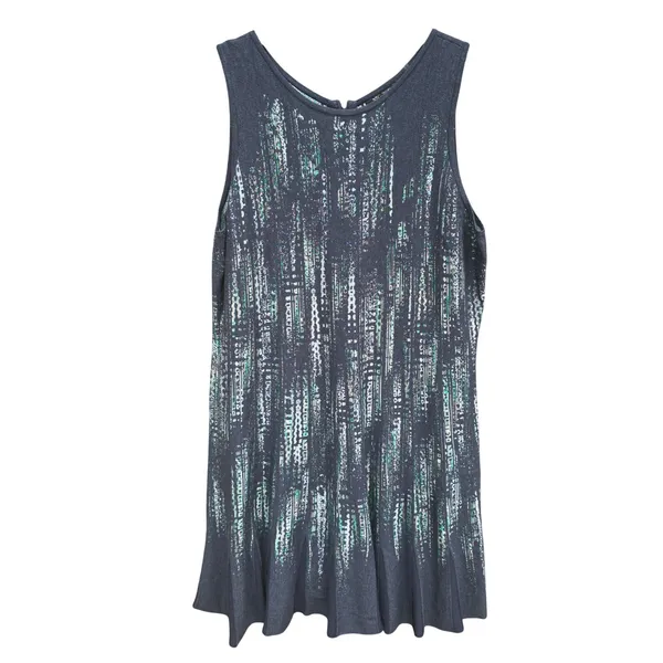 NIC+ZOE Womens XL Navy Blue Abstract Knit‎ Fit and Flare Sleeveless Dress - Image 3