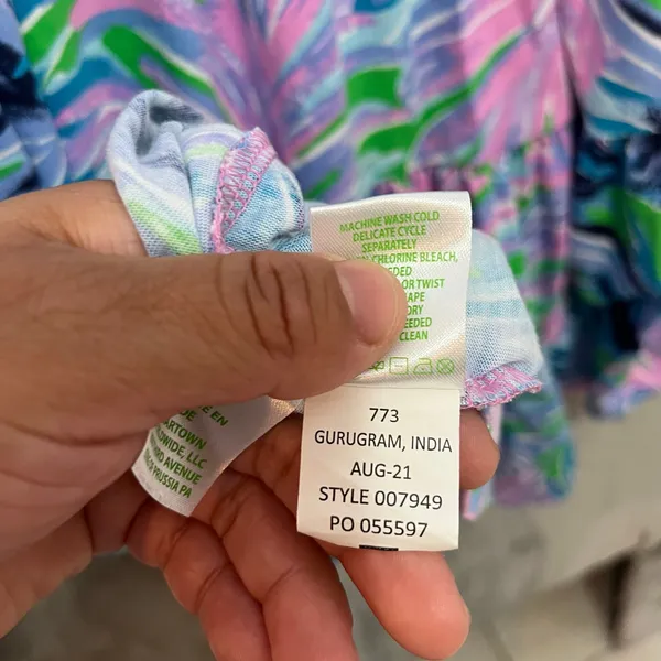 Lilly‎ Pulitzer 3/4 Sleeve Beach Bash Geanna Dress Swing Flounced Hem LG Coastal - Image 5