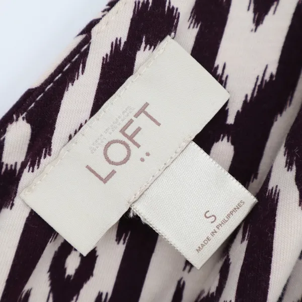 LOFT Maxi Dress Women's S Geometric Ikat Plum Cream Empire Waist Sleeveless - Image 2