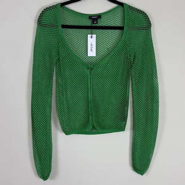 NWT Nasty Gal Crochet Net Green Cardigan in Green Size Small‎ - Image 2