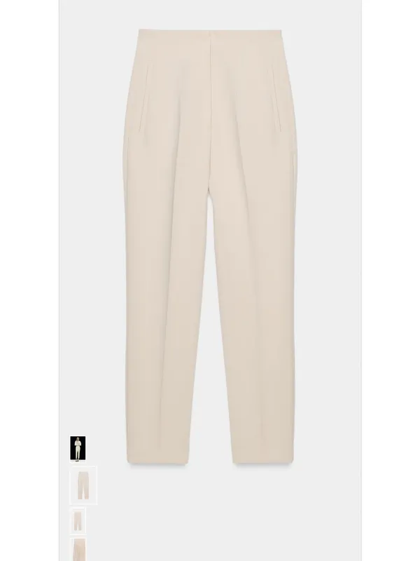 Zara Cream High-Waist Tailored Trousers - Image 2
