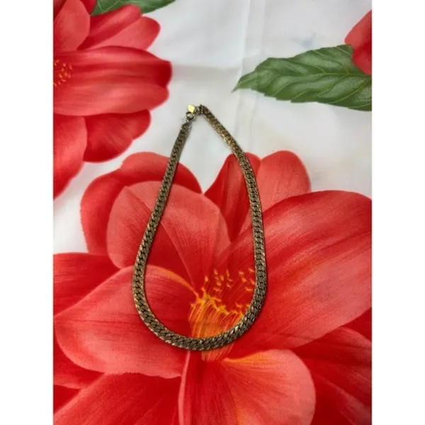 Park Lane Vintage Gold Tone Flat Herringbone Chain‎ Necklace 16 Inch - Image 2