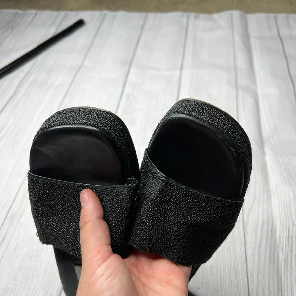 Isaac Isaac Mizrahi Black Platform Wedge Sandals Sparkle Italian Leather Sz 10B - Image 6