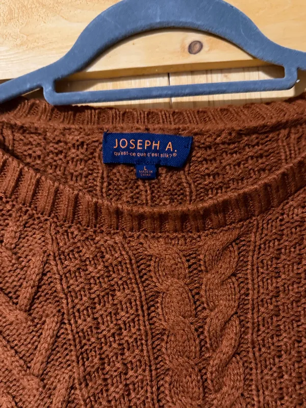 Joseph A. Rust Brown Cable Knit Cropped Sweater Size L - Image 7