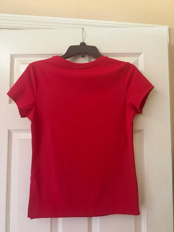 Red fitted cotton tee Size L - Image 2