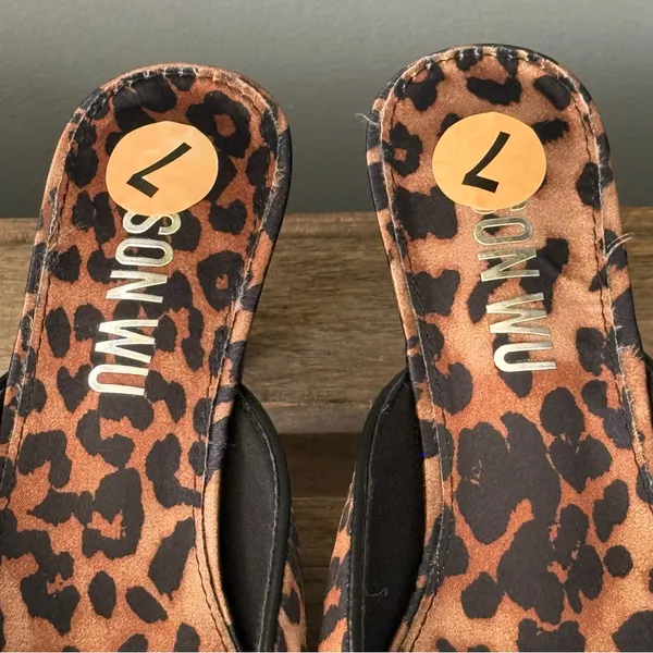 Jason Wu Leopard Print Pointed Toe Slingback Bow‎ Kitten Heels Sz 7 A39 - Image 7