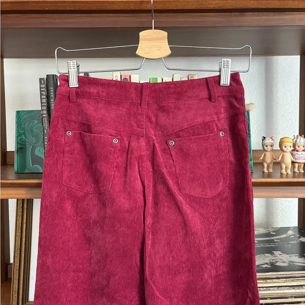 Free People Burgundy Corduroy Wide-Leg Pants - Image 4