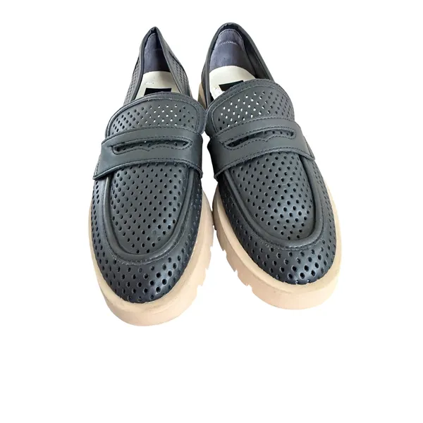 Dolce Vita Black‎ Perforated Leather Lug Sole Penny Loafers Size 8.5 - Image 3