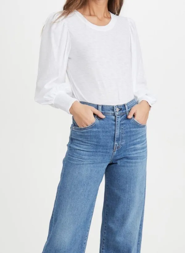 Nation LTD Loren Smocked Tee in White - Image 5