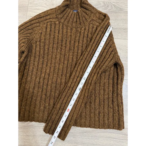 The Limited America Brown Ribbed Wool Blend Katherine Sweater M Mock Neck Fall - Image 7