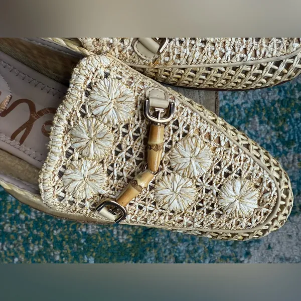 NWOT Sam Edelman Loraine rattan floral bamboo loafers, size 8M - Image 4