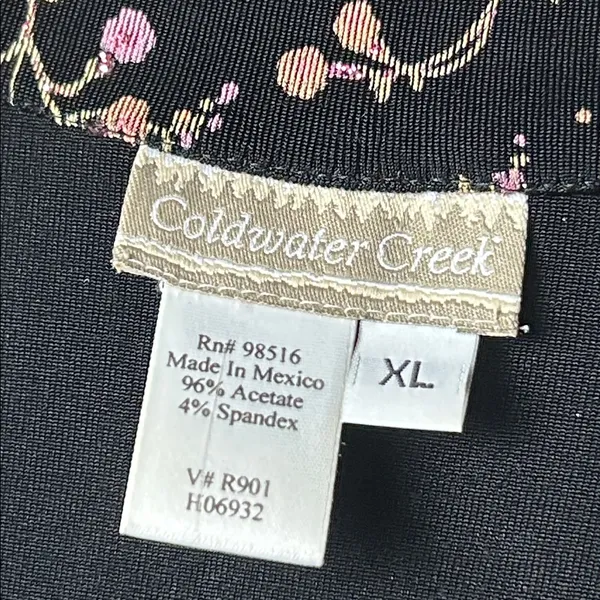 Coldwater Creek Floral Black and Pink Top Size XL - Image 4
