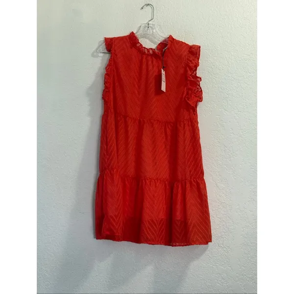 THML Women's To The Venue Dress In Terracotta MIDI new tiered S - Image 3