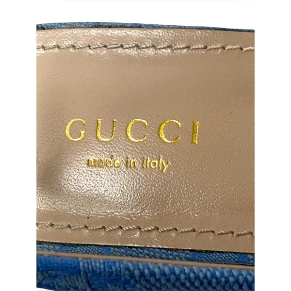 Gucci Erin Horsebit GG Canvas Slingback Blue Denim Ballet Flats Size 38 - Image 5