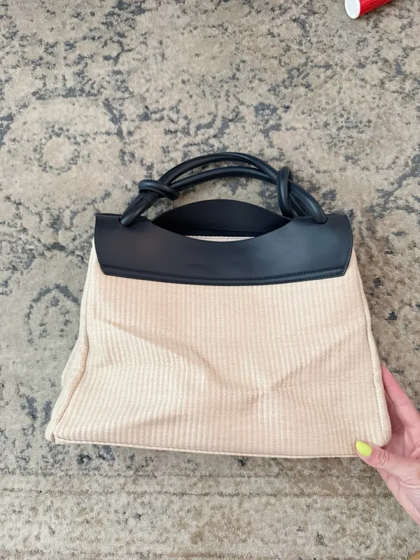 Lia Numa Italian Raffia Leather Saddle Bag Purse - Image 2