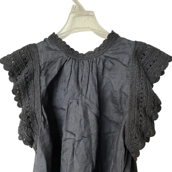 Ulla Johnson Handmade Kai Ramie black flounce Goth feminine blouse 10 - Image 6