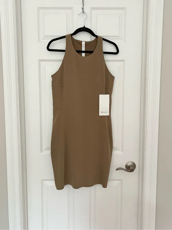 Lululemon Slim-Fit Above-Knee Dress, NWT, Size 10, Artifact / Mustard - Olive - Image 4