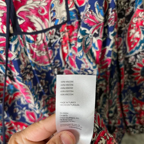 Anthropologie Spliced Tunic Dress Red & Blue Paisley Long Sleeve‎ Medium Petite - Image 8