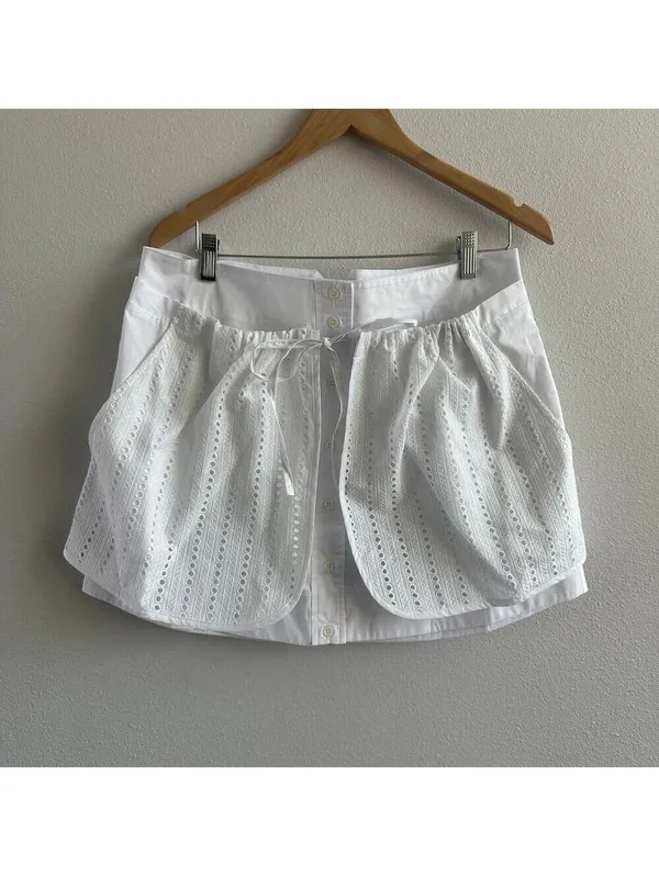 Thakoon Eyelet Combo Mini Skirt Size 8 White NWT - Image 2