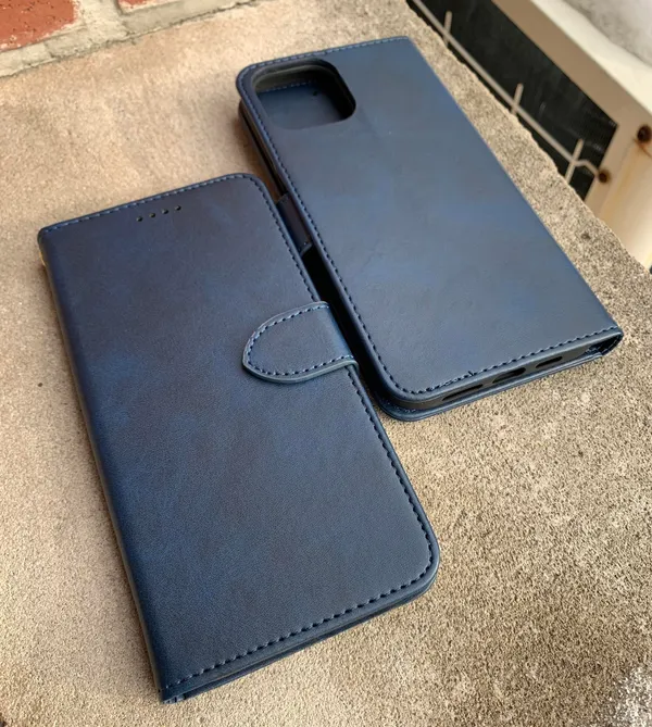 Brand New iPhone 12Pro Max Fashion Leather Card Holder Full Coverage Wallet Case Navy Blue - Image 8