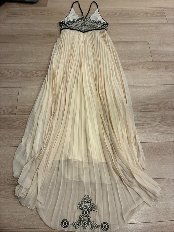 Free People Belle of the Ball Maxi Dress Leather Chiffon Halter Size 6 *READ - Image 9