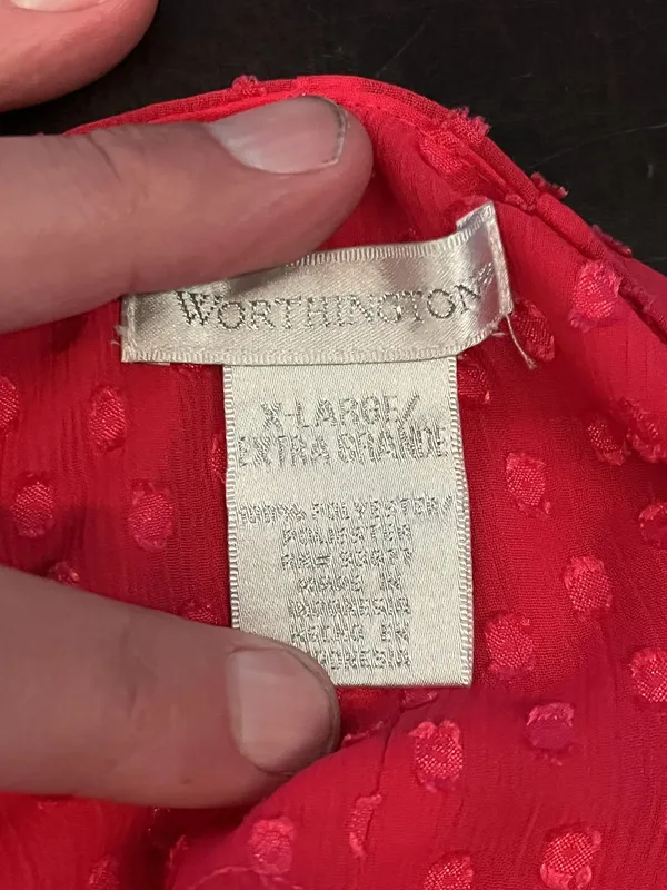 Worthington Shirt Womens XL Pink Flutter Sleeve Swiss Dot Square Neck Blouse - Image 6