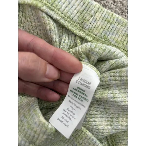 Aerie Soft High Waisted Baby Flare Pants Women's L Jade Green Yellow‎ - Image 5