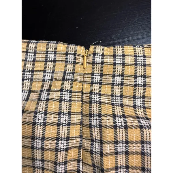 Aeropostale Yellow Plaid Mini Skirt High Waisted Front‎ Slit Medium 90s Stylei - Image 4