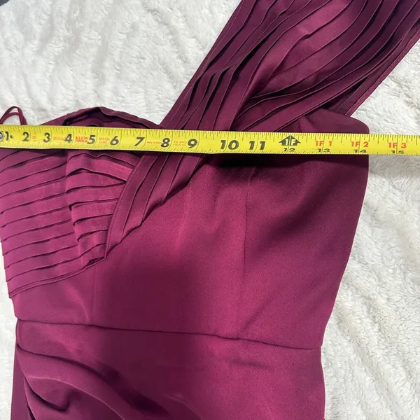 THEIA Gisela Burgundy One Shoulder Satin Midi Gown NWT Wedding Guest Sz 0 - Image 6
