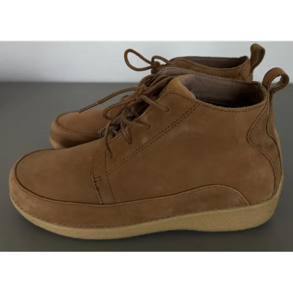 Duluth Trading Co Seneca Falls Leather Laced Ankle Boots Moc Toe Tan Brown W 9.5 - Image 2