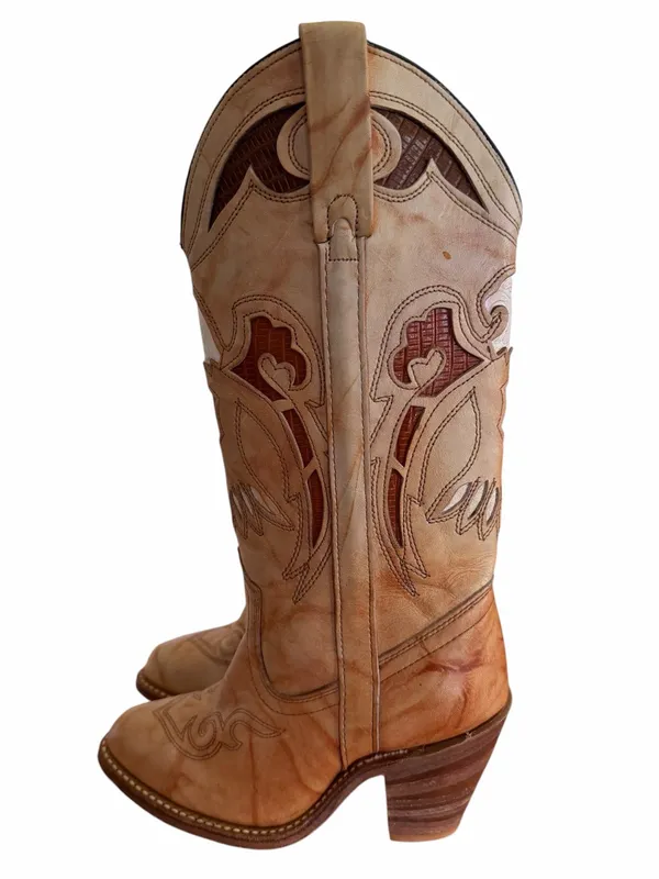 Miss Capezio Vintage Women's Eagle Inlay Leather Stacked Heel Boot Size 5 #26710 - Image 6