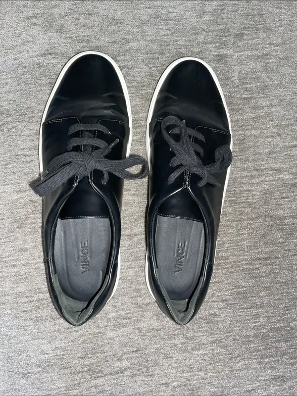 Vince Black Leather Sneakers Size 9 - Image 7