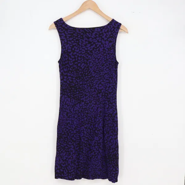 LOFT Dress Womens S Sheath Purple Animal Print Sleeveless Scoop Neck Excellent - Image 4