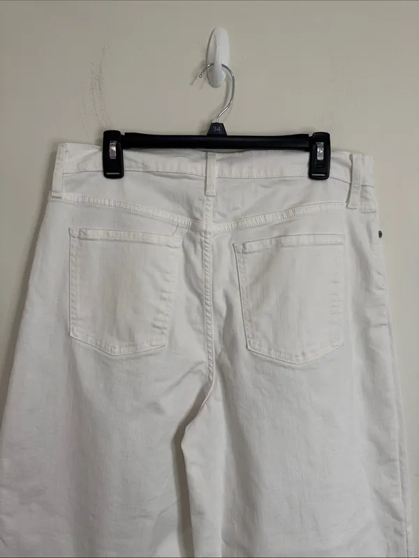 Banana Republic Factory Relaxed Hi-Rise Pleated Wide-Leg Jeans Pure White sz 31 - Image 7