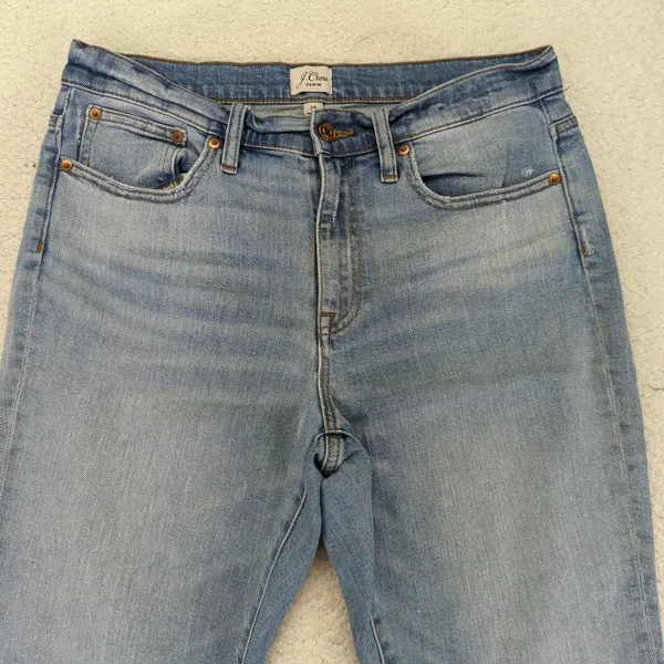J Crew Slim Boyfriend Jean Women's Size 28‎ Light Wash Distressed Raw Hem Denim - Image 6