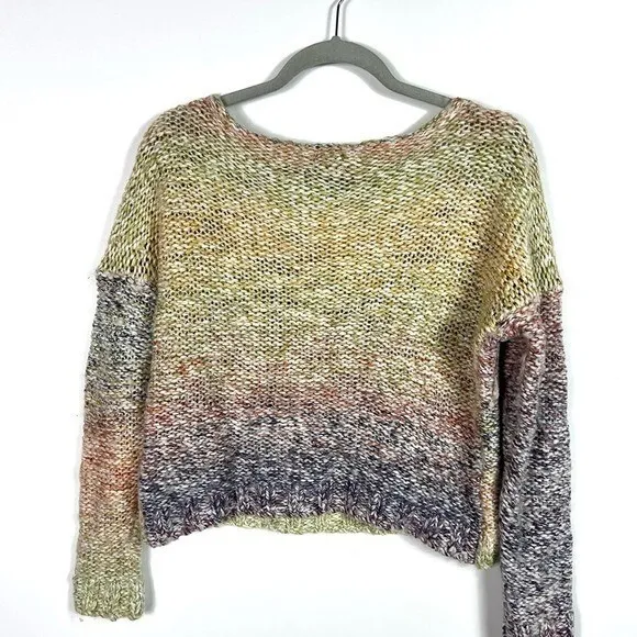Abercrombie Fitch Oversized Cropped Cable‎ Knit Sweater Women Size S Multi Color - Image 5