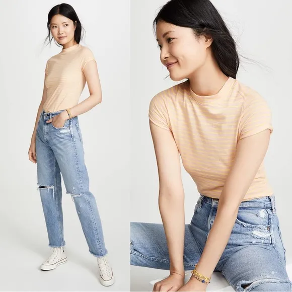 Free People • Night Sky Tee pink stripe Summer Rose baby t shirt - Image 2