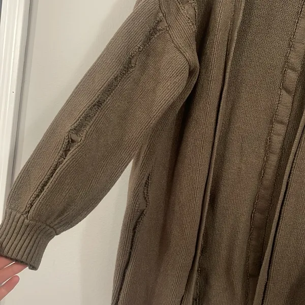 BKE Frayed Seam Cardigan Sweater Distressed open sweater XS - Image 6