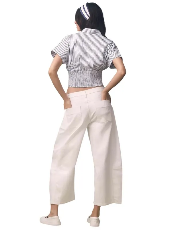 Pilcro Heritage Curve Mid-Rise Barrel Leg Jeans White Size 32T Anthropologie - Image 10