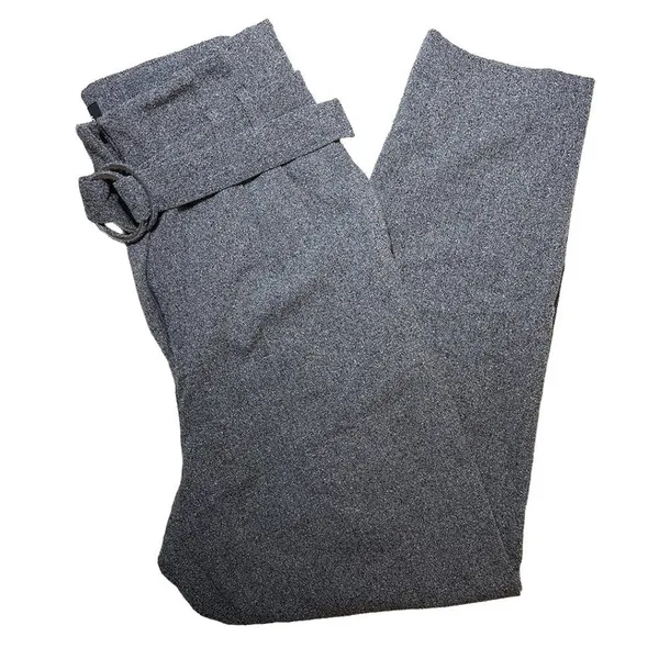 Express Gray Paperbag Waist Ankle Pants | High Rise Belted | Size 8 - Image 2