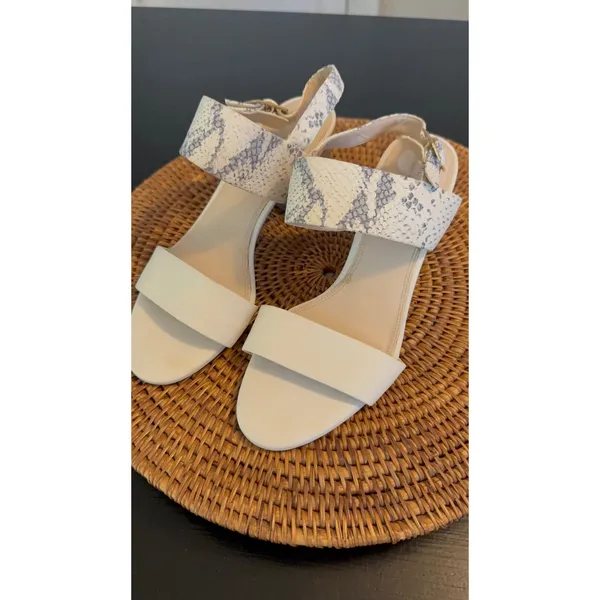 Cole Haan White Snakeskin Block Heel Sandals‎ Womens 8.5 B - Image 4