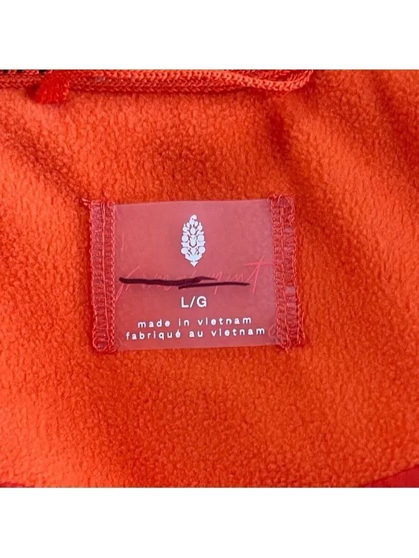 FP MOVEMENT Free People Neon Orange Puffer Fleece Jacket Cropped Insulated Sz L - Image 9