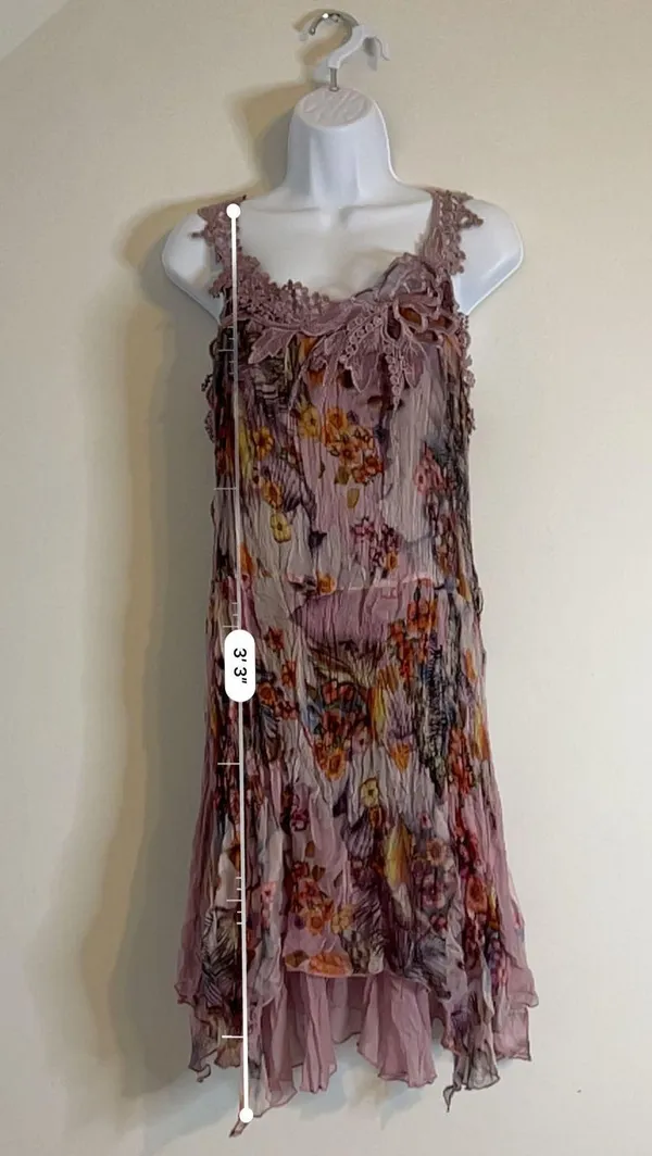Vintage Silk Butterfly Fairy Princess Floral Top/Mini Dress - Image 9