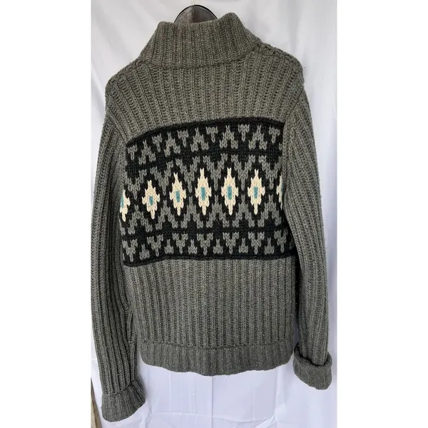 Hollister West Coast Hand Knit Sweater Aztec Cardigan Chunky Thick Western - Image 5