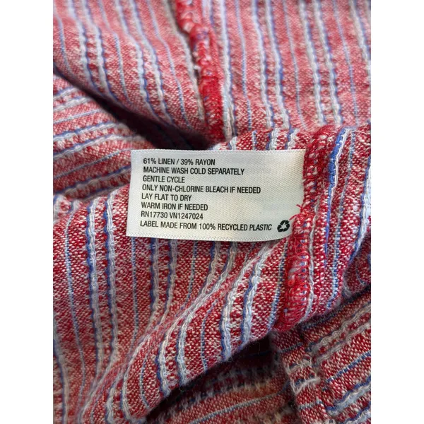 Universal Thread Womens Red Pink Striped Linen Blend Halter Tiered‎ Midi Dress S - Image 7