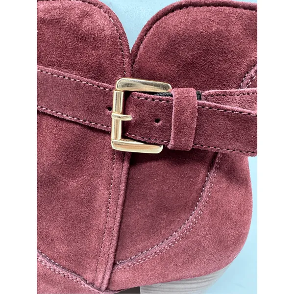 Diba Womens Shoes Boots Sz 7.5 Burgundy Red Suede Leather Heeled Chic Casual New - Image 8