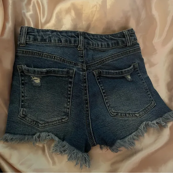 Wax Jean Blue Distressed Jean Shorts - Image 2